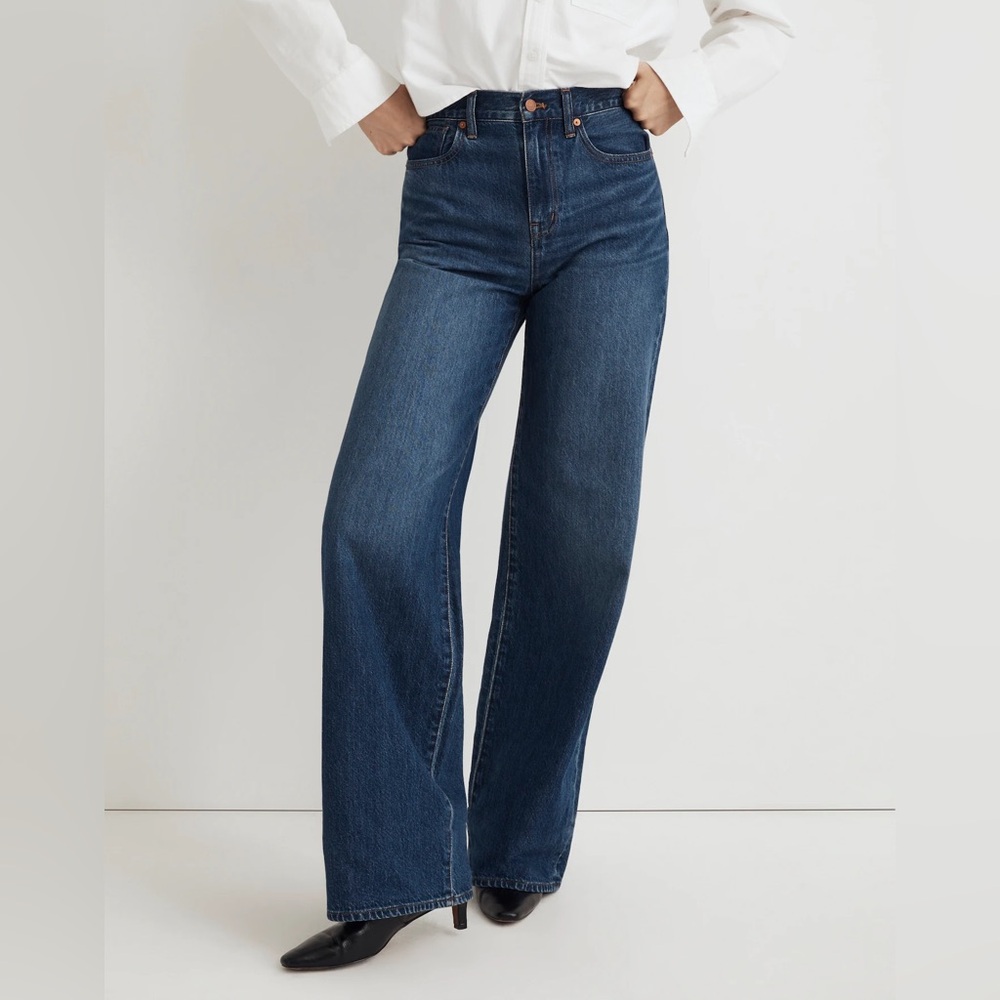 NWT Madewell Superwide-Leg Jeans, Sz 28, Medium-Dark Blue Wash